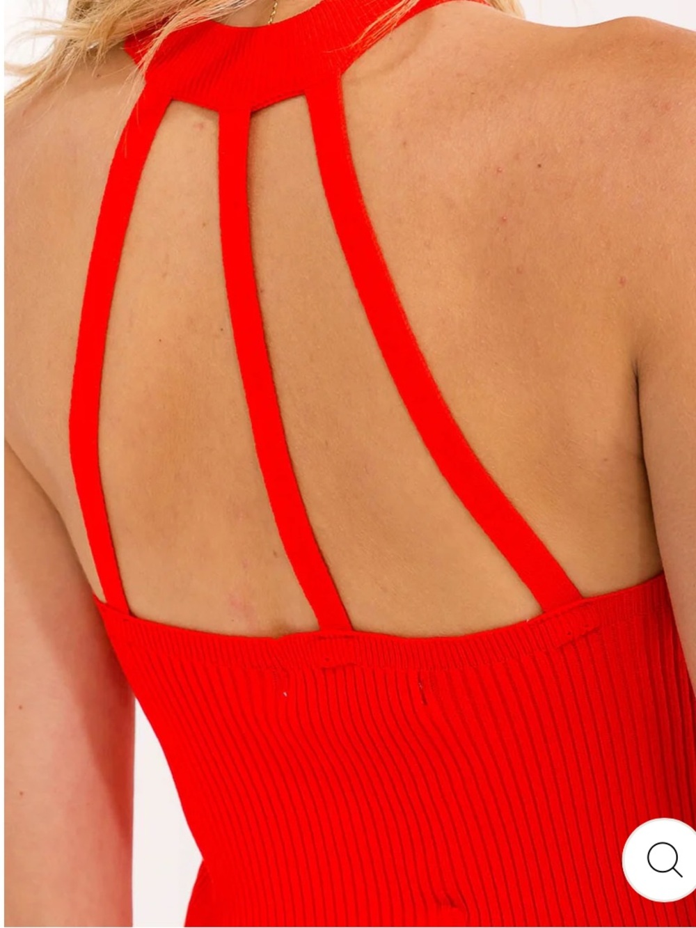 Strut & Bolt Ribbed Coral Red Halter Top